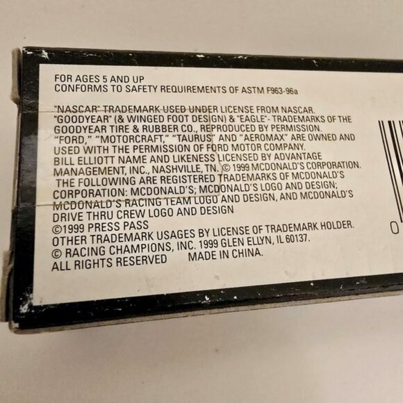 Vintage Nascar Car 1:64 Scale Die Cast Replica McDonalds Happy Meal Press Pass - Picture 10 of 16